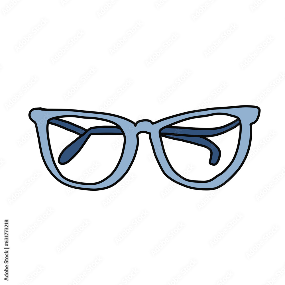 Fototapeta premium Teacher glasses. School doodle color element. Education back to school clip art