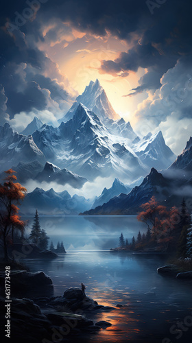 Snowy mountains background