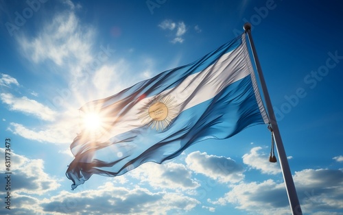 Argentinian Flag Soaring in the Azure Sky, Generative Ai