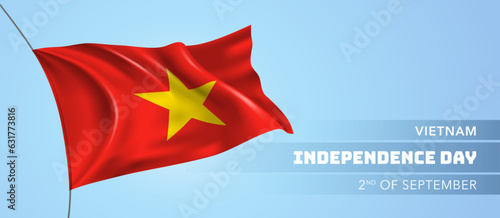 Vietnam happy independence day greeting card, banner vector illustration