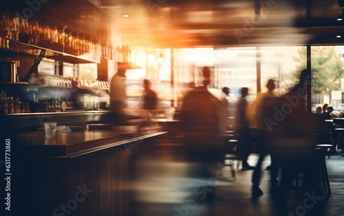 Coffee Shop with a Blurred Background, Generative Ai