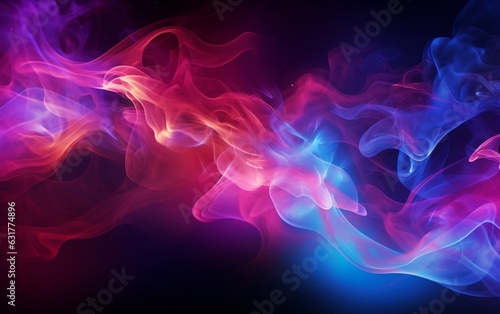 Abstract Colorful Smoke on Dark Background, Generative Ai