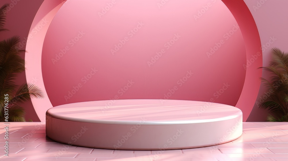 Abstract minimalistic monochrome scene with geometric shapes. Pink visualization AI Abstract minimalistic monochrome scene with geometric shapes. Pink visualization AI