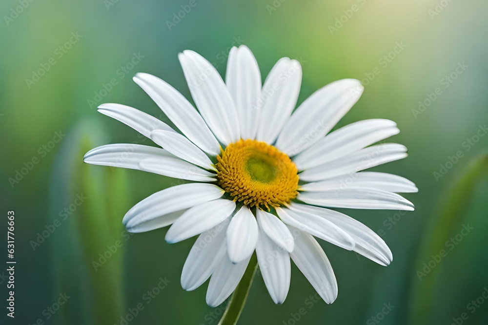 Obraz premium daisy flower close up, Marguerite, Daisy, Flower image. The delicate petals of the Marguerite Daisy unfold like sunbursts, revealing a golden heart that contrasts with the snowy white petals