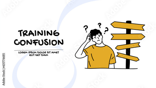 Vector of a confused thinking student man