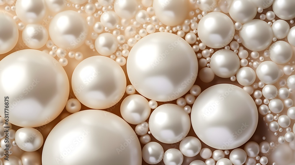Beautiful pearls on white silk, Space for text. Beautiful pearls on white silk, Space for text.