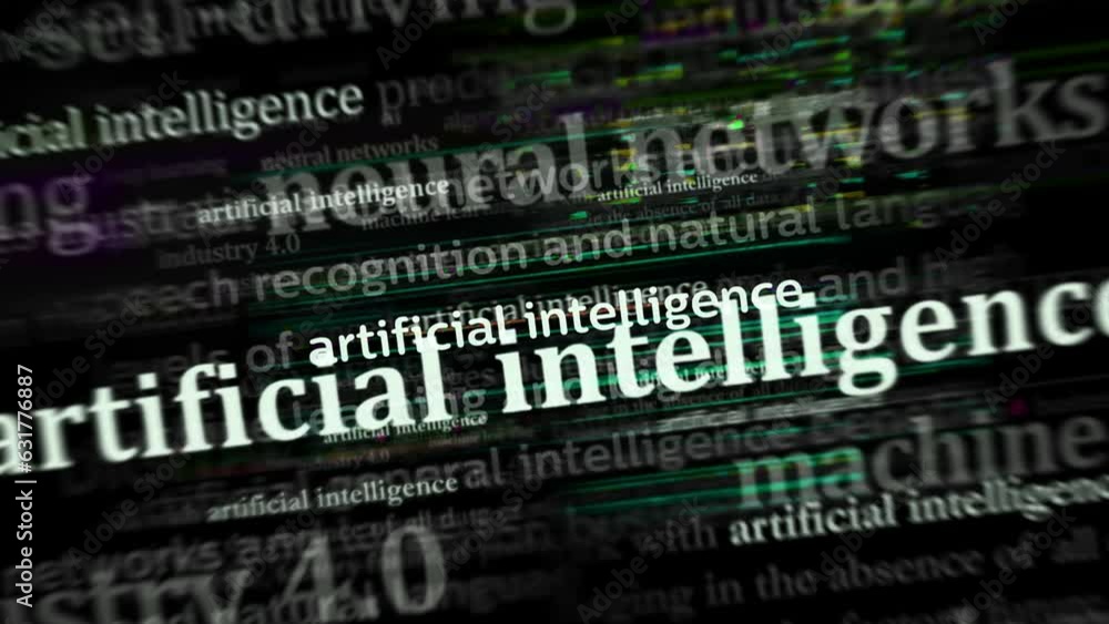 Artificial intelligence machine deep learning and ai chat bot gpt headline news across international media. Abstract concept of news titles on noise displays loop. TV glitch effect seamless looped. Artificial intelligence machine deep learning and ai chat bot gpt headline news across international media. Abstract concept of news titles on noise displays loop. TV glitch effect seamless looped.
