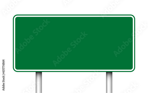  Blank Green Freeway Sign Isolated on White . Vector illustration