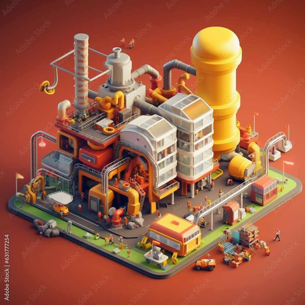 3D isometric view of the factory activity