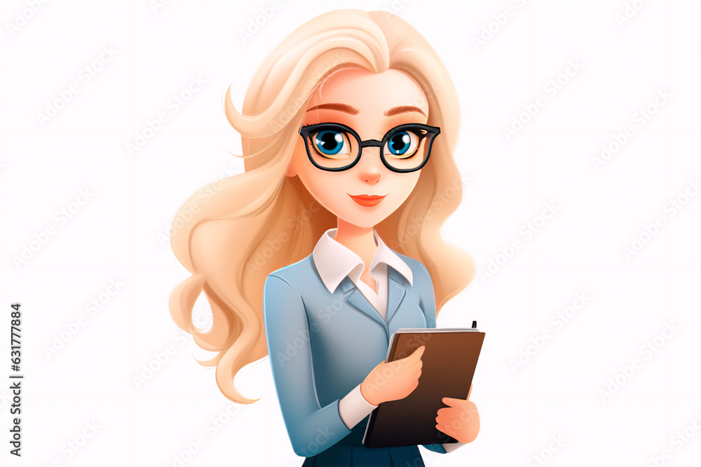 Cartoon young woman teacher on white isolated background. Back to school Cartoon young woman teacher on white isolated background. Back to school