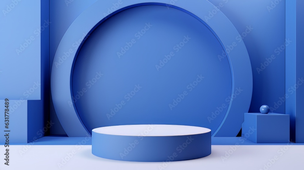 Abstract minimalistic monochrome scene with geometric shapes. Blue visualization AI Abstract minimalistic monochrome scene with geometric shapes. Blue visualization AI