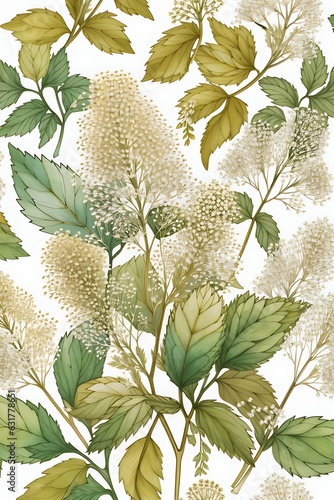 Vector illustration of a seamless floral pattern with cute birds in spring for Wedding, anniversary, birthday and party. Design for banner, poster, card, invitation and scrapbook