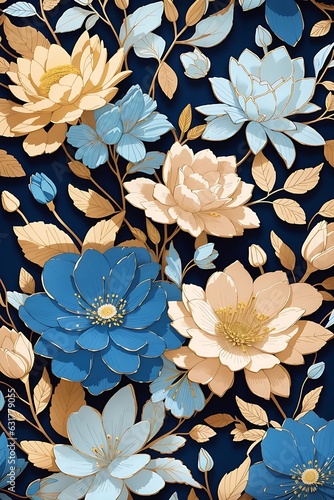 Vector illustration of a seamless floral pattern with cute birds in spring for Wedding, anniversary, birthday and party. Design for banner, poster, card, invitation and scrapbook