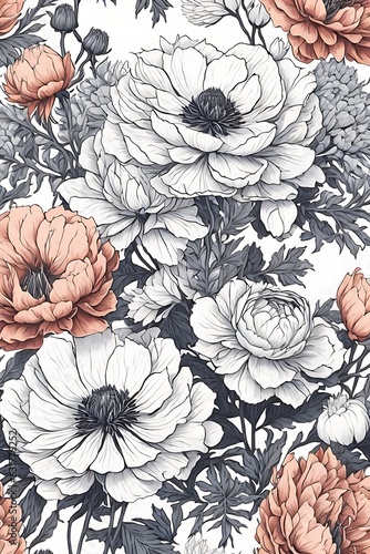 Vector illustration of a seamless floral pattern with cute birds in spring for Wedding, anniversary, birthday and party. Design for banner, poster, card, invitation and scrapbook