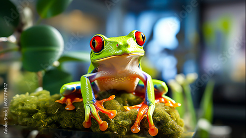 Green tree frog. Generative ai photo