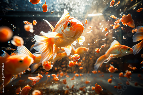 Goldfish fish are swarming, Generative Ai © wannapong