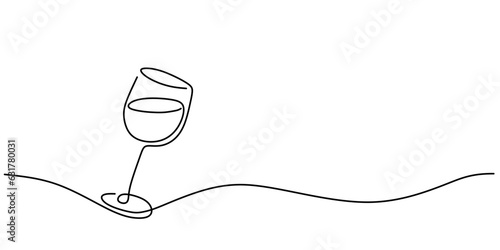 Continuous one line drawing of two glasses of red wine. Minimalist linear concept of celebrate and cheering. Editable stroke Vector illustration