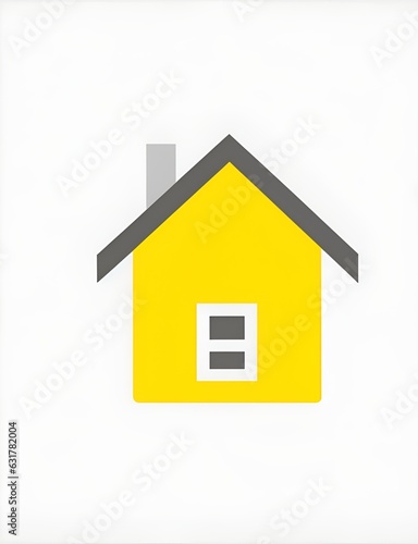 3d yellow house icon isolated on white background 