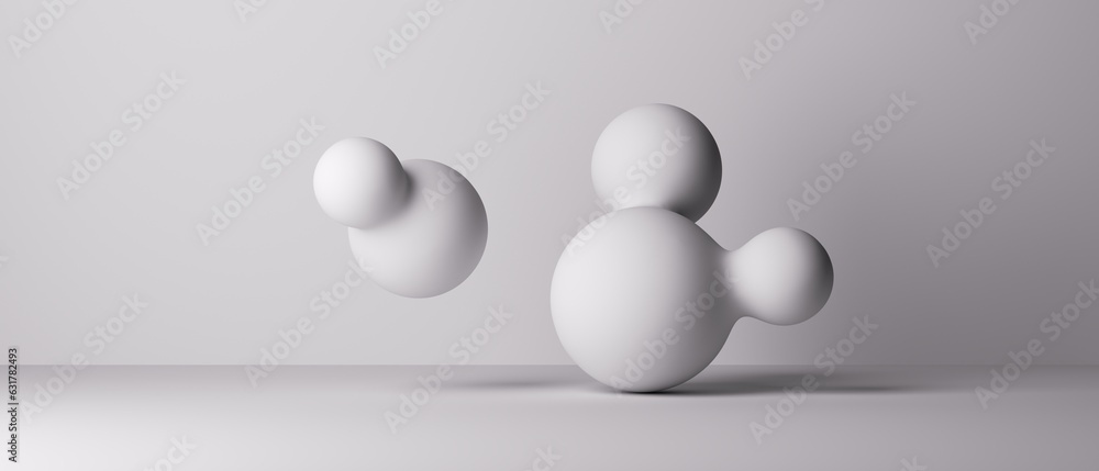3d render. Abstract background, simple molecule shapes. Modern ...