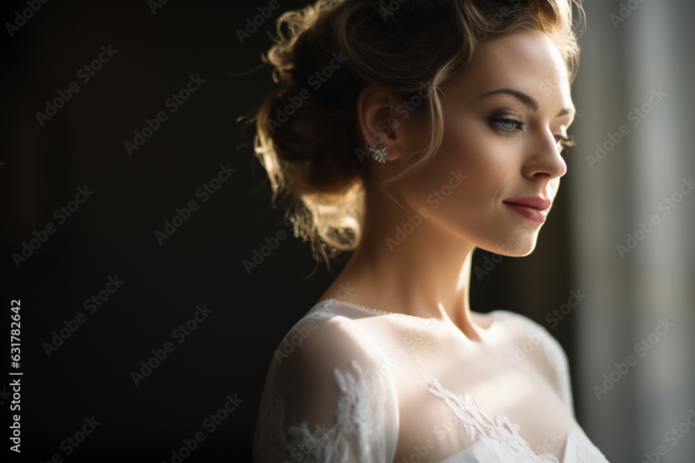 a portrait of a bride before her wedding, soft light photography