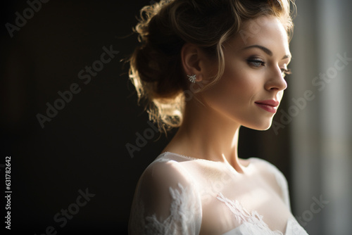 a portrait of a bride before her wedding  soft light photography