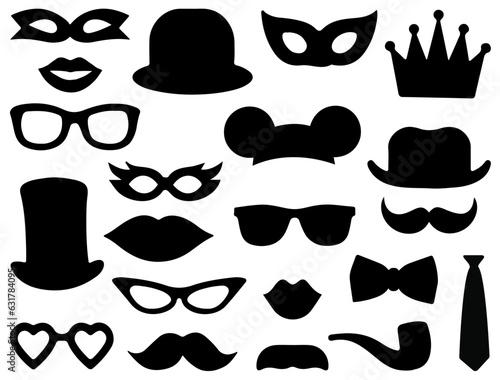 Set of Party Props silhouette vector art