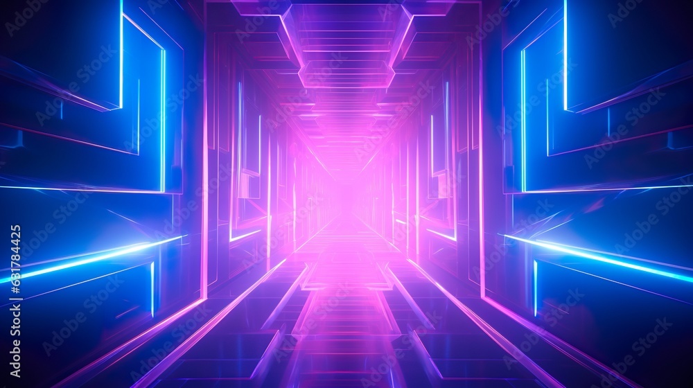 Fototapeta premium Neon background concept. Disco neon light background. 3d rendering.