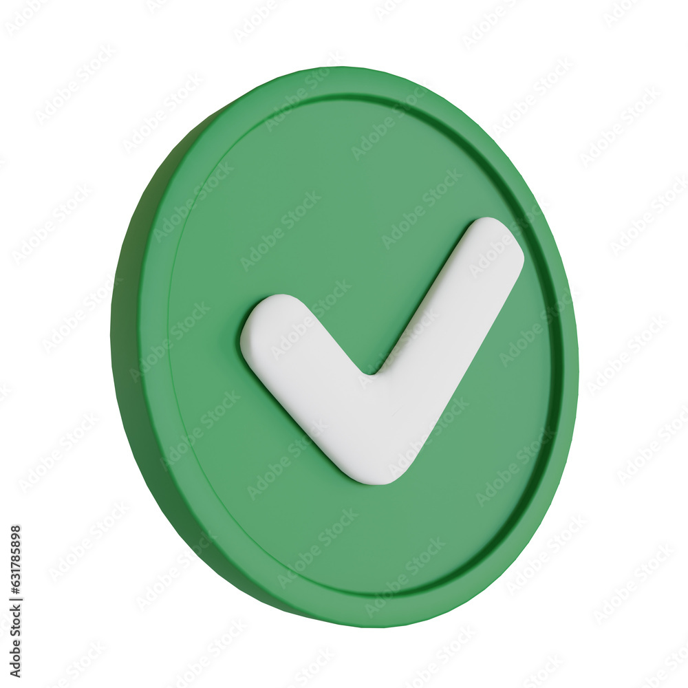 3D Round Green Checkbox. Check Mark. 3D Illustration. Cut Out. 3D Round Green Checkbox. Check Mark. 3D Illustration. Cut Out.