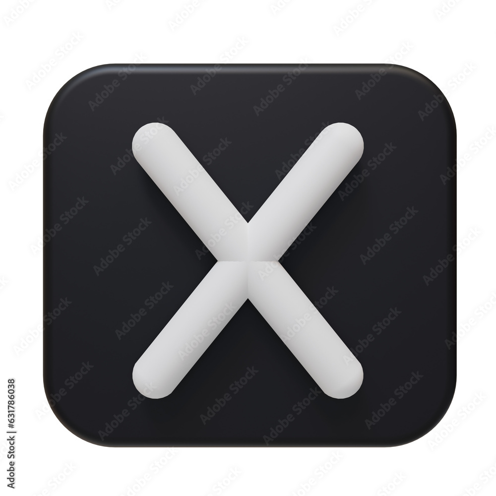 3D Black Close Button Icon. Cross Negative Sign. Cut Out. 3D Black Close Button Icon. Cross Negative Sign. Cut Out.