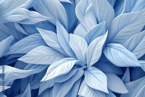 white blue leaves abstract background. generative ai