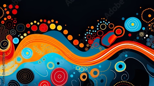 Aboriginal style of dot painting abstract colorful background