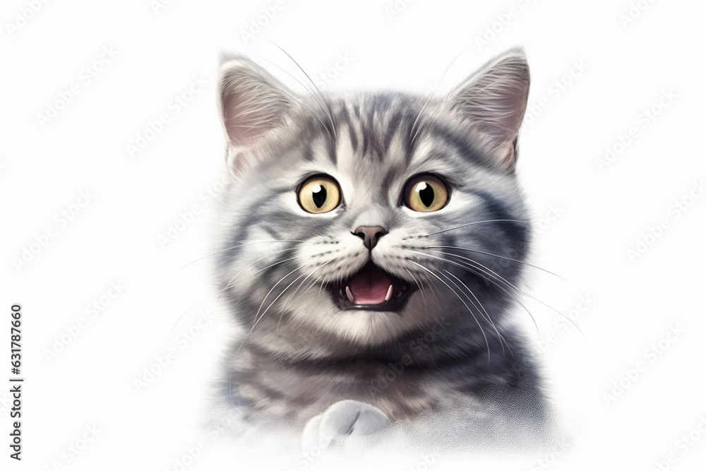 Happy cat portrait, Pet grooming services, Pet care, white background