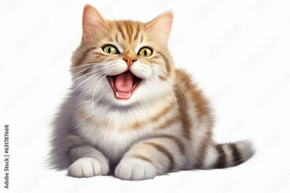 Happy cat portrait, Pet grooming services, Pet care, white background