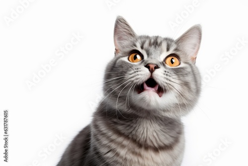 Happy cat portrait, Pet calendars and planners, Pet accessories, white background © Pavel