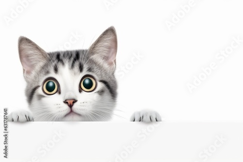 Happy cat portrait, veterinary clinics, Cat food, white background