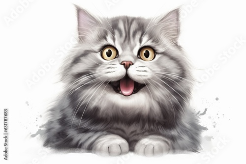 Happy cat portrait, veterinary clinics, Cat food, white background © Pavel
