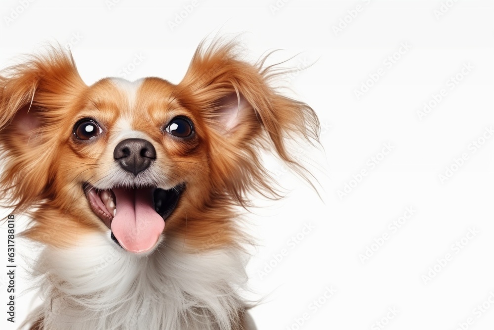 Happy dog portrait, Dog food, Pet greeting cards,White background Happy dog portrait, Dog food, Pet greeting cards,White background
