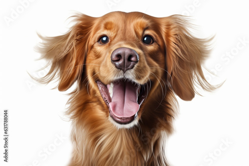 Happy dog portrait, Pet shop, Pet greeting cards,White background © Pavel