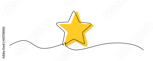 Rating star one single hand drawing line. Vector stock illustration isolated on white background for design top review feedback web page bar, restaurant, hotel, vote. Editable stroke. 