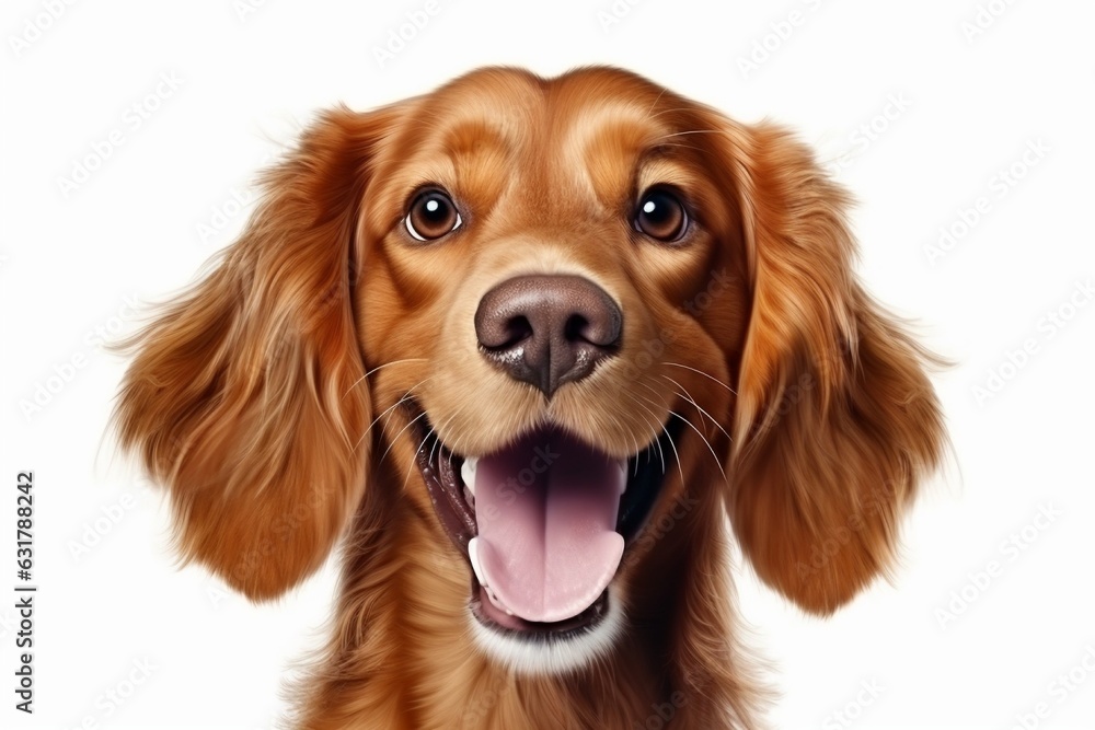 Happy dog portrait, Pet products, Pet care,White background - obrazy, fototapety, plakaty 