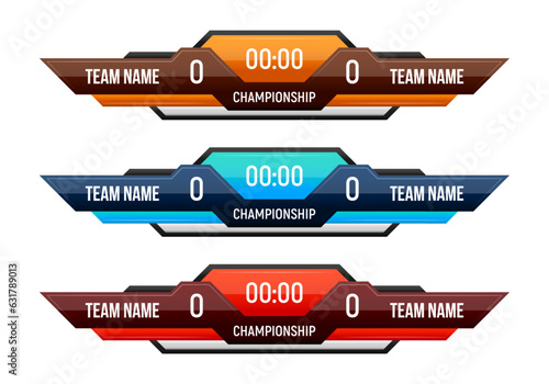 Sport scoreboard with time and result display. Vector template for your design.