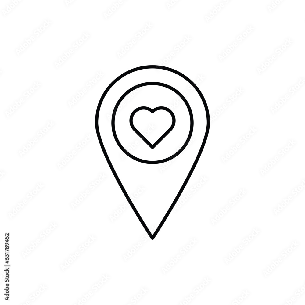 love location icon. outline icon love location icon. outline icon