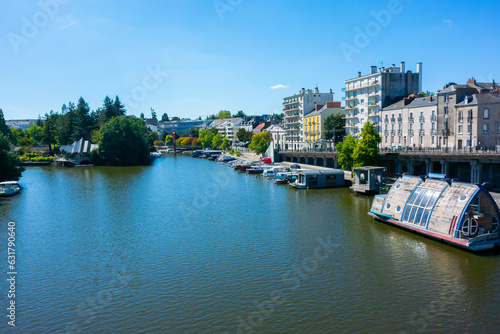Nantes, France, Apartment Buildings and Boats on Loire River