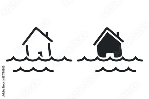 Flooded house icon. Illustration vector