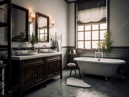 Classic bathroom exuding timeless appeal. AI Generate. 