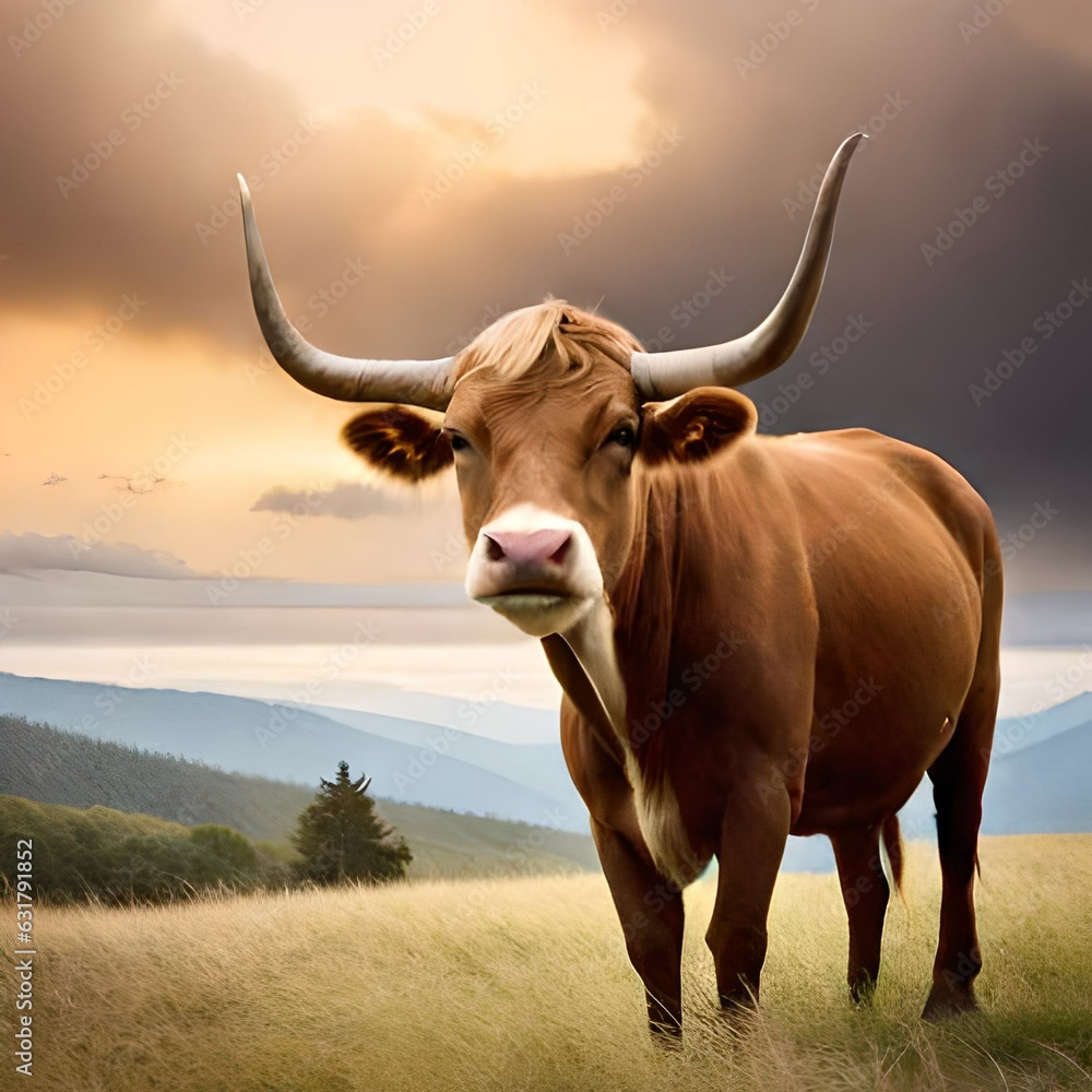 portrait of cow generative by AI technology portrait of cow generative by AI technology