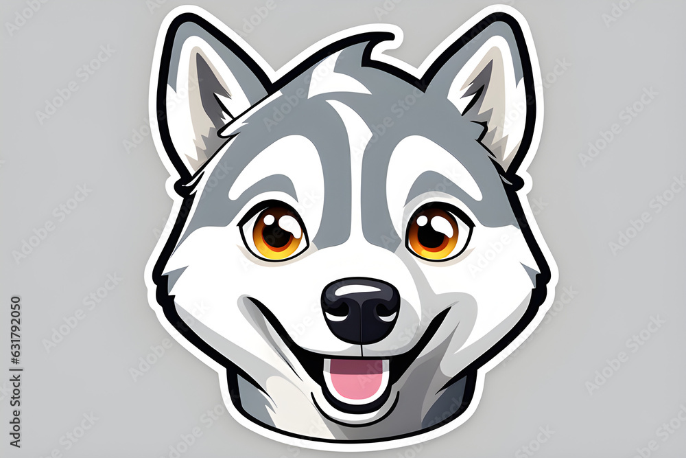 Cute and adorable 2D Welsh Siberian Husky (Generative AI)