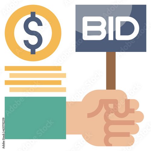 Bid line icon,linear,outline,graphic,illustration