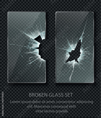 Glass framework, broken glass set