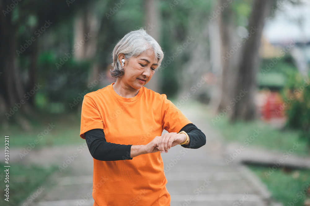 white-haired elderly person exercising in the park early in the morning. white-haired elderly person exercising in the park early in the morning.